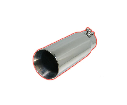 BOLT-ON DUAL WALL NON-RESONATED TIP | POLISHED 304 STAINLESS EXHAUST TIP 4"-5"x13"